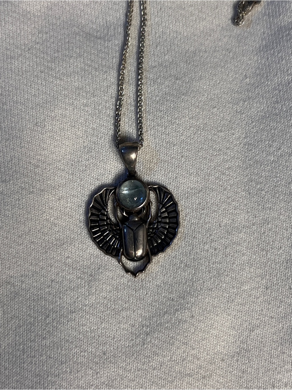 Scarab Beatle Aquamarine Pendant